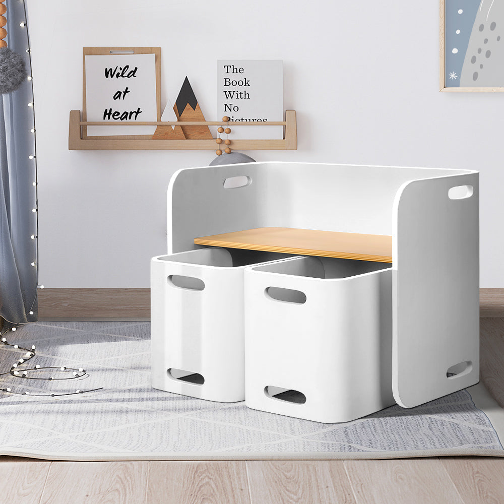 Keezi Nordic Compact Design Kids Table and Chairs in White