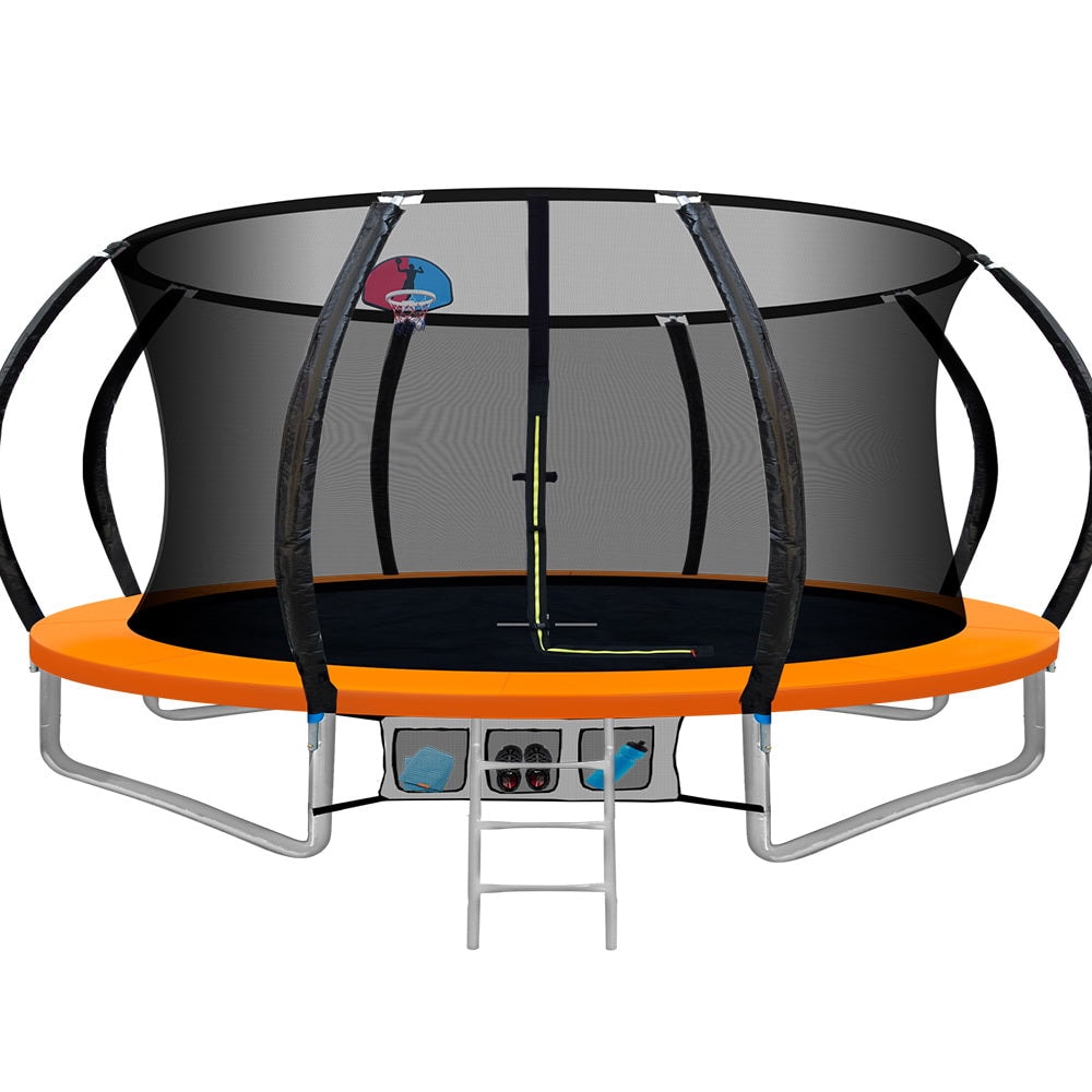 Everfit 14ft Trampoline Kids Orange with Basketball Hoop