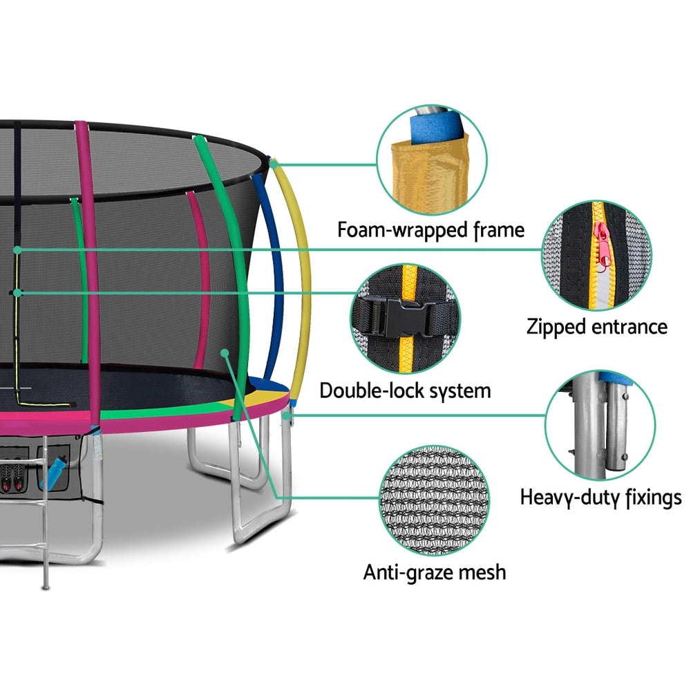 Everfit 16ft Trampoline Kids Multi-Coloured with Basketball Hoop