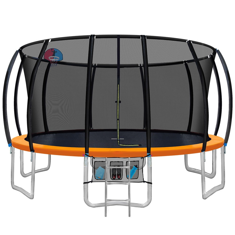 Everfit 16ft Trampoline Kids Orange with Basketball Hoop