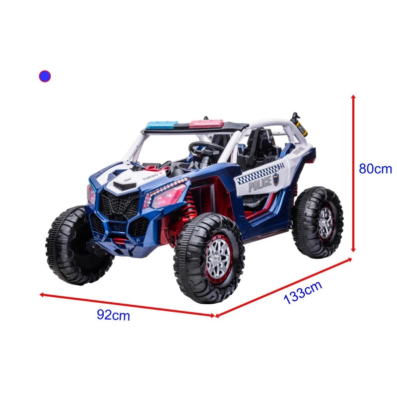 Go Skitz 24V Four-Wheels Police Beach Buggy Kids Ride On Car in Blue