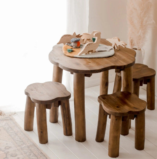 Hardwood Tree Kids Table and Stools Set