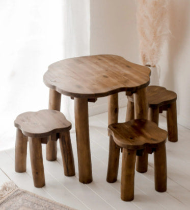 Hardwood Tree Kids Table and Stools Set