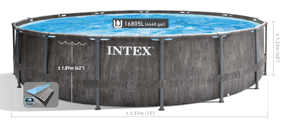 Intex Greywood Prism Frame Premium Pool 15' 4.57M X1.22M