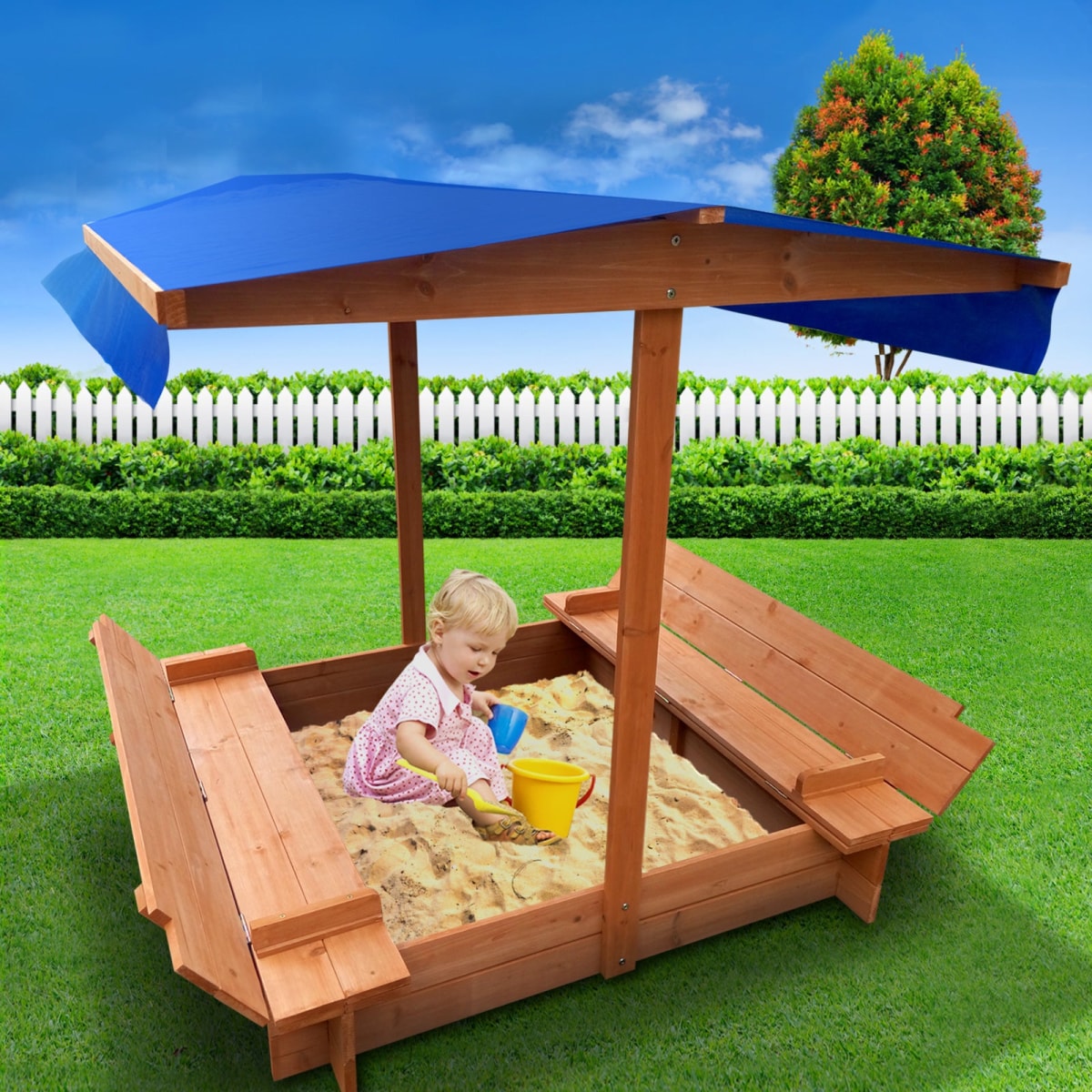 Keezi 1.2m Sandpit with Canopy