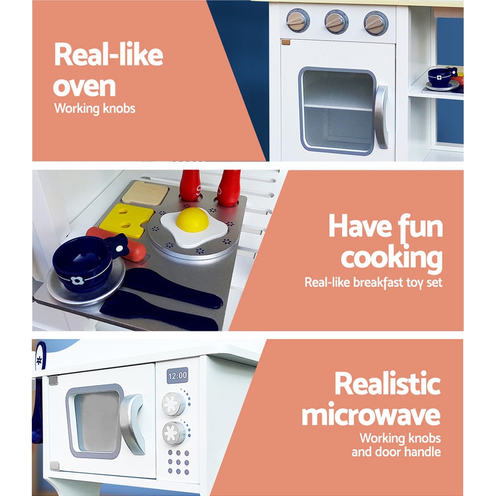 Keezi 18 Piece Modern Kids Kitchen Play Set in White