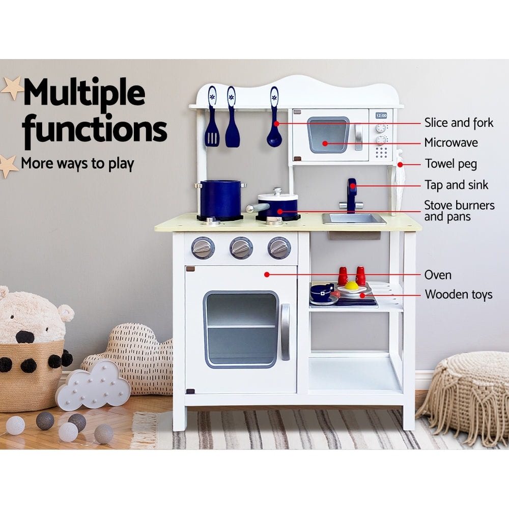 Keezi 18 Piece Modern Kids Kitchen Play Set in White
