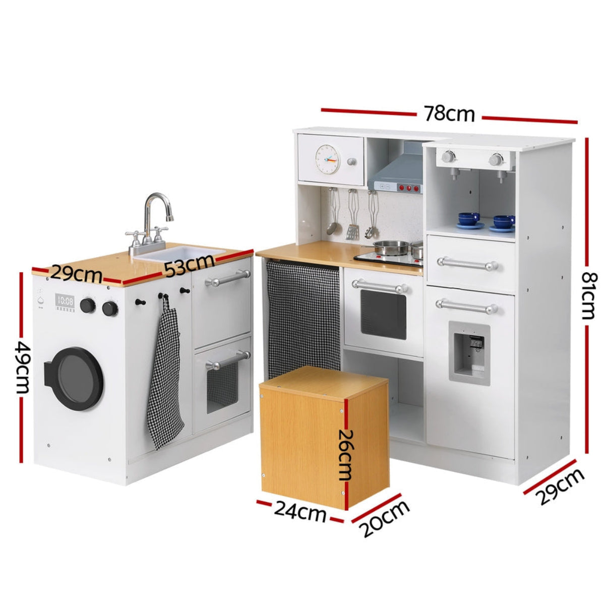 Keezi 2-Piece Kids Wooden Kitchen Set