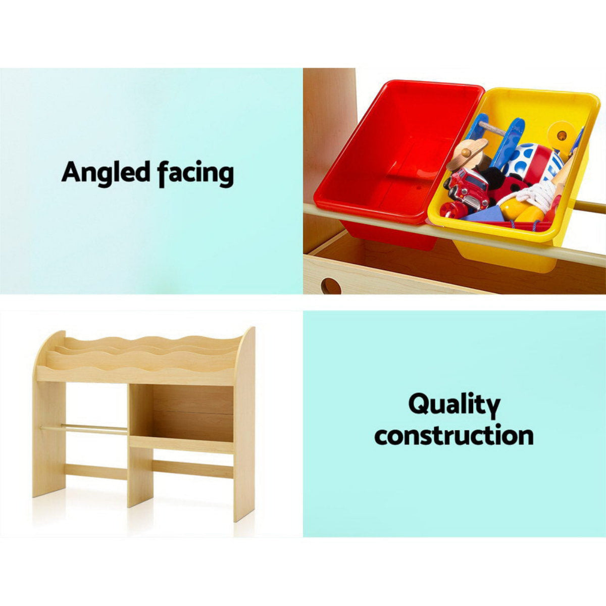 Keezi 3 Tier Bookshelf with Bins and Drawers