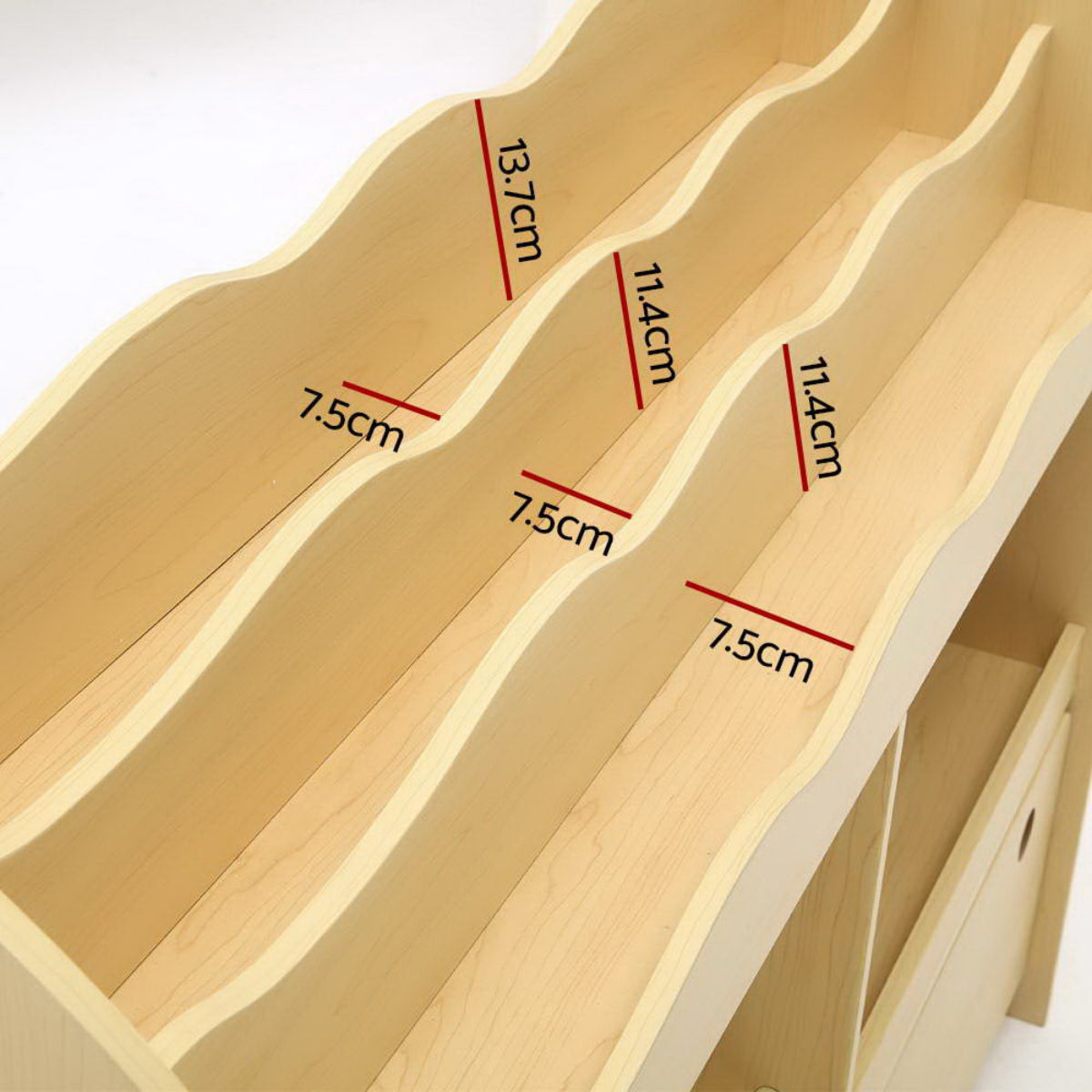 Keezi 3 Tier Bookshelf with Bins and Drawers