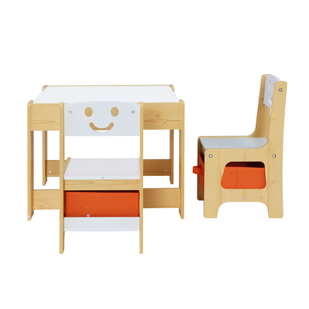 Keezi 3pcs Kids Reversible Activity Table and Chairs with Storage Boxes