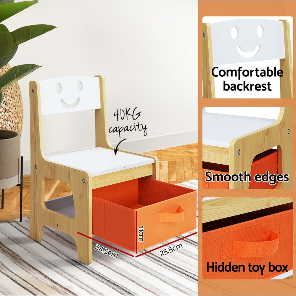 Keezi 3pcs Kids Reversible Activity Table and Chairs with Storage Boxes