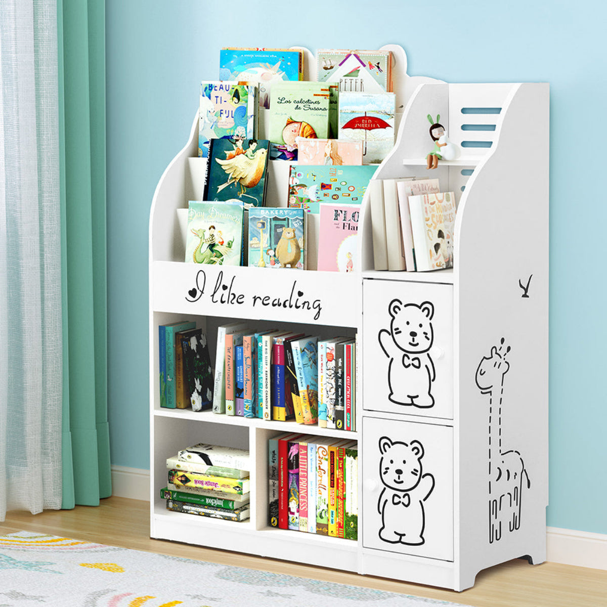 Keezi 4 Tiers White Kids Bookshelf and Storage Organiser