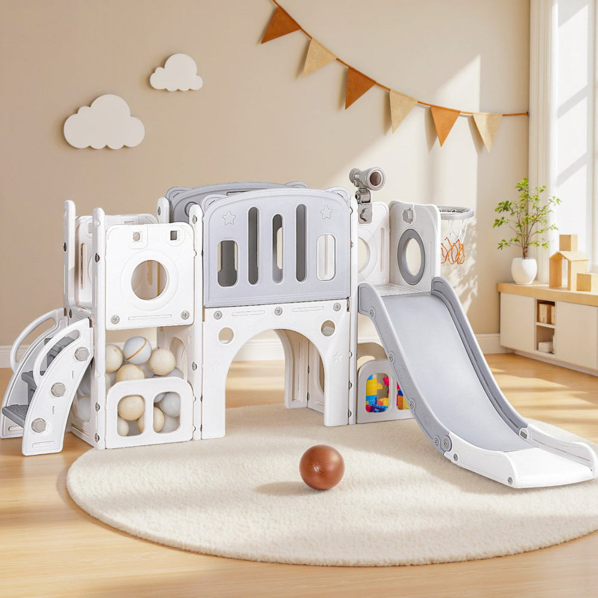 Keezi Kids 3 in 1 Playset with Basketball Hoop