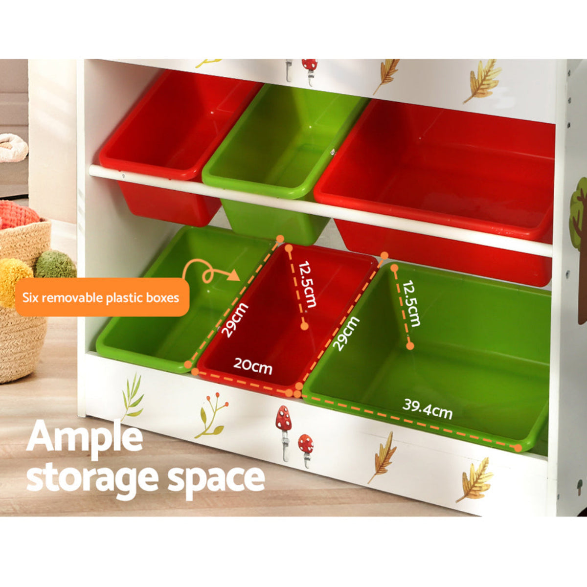 Keezi Kids 3-Tier Shelf Storage with Plastic Boxes
