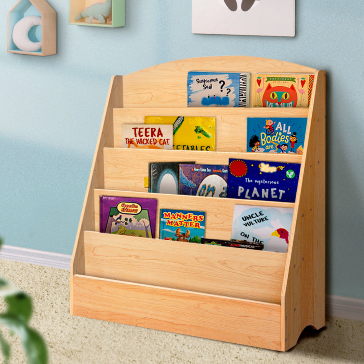Keezi Kids 5 Tiers Organiser Bookshelf in Natural