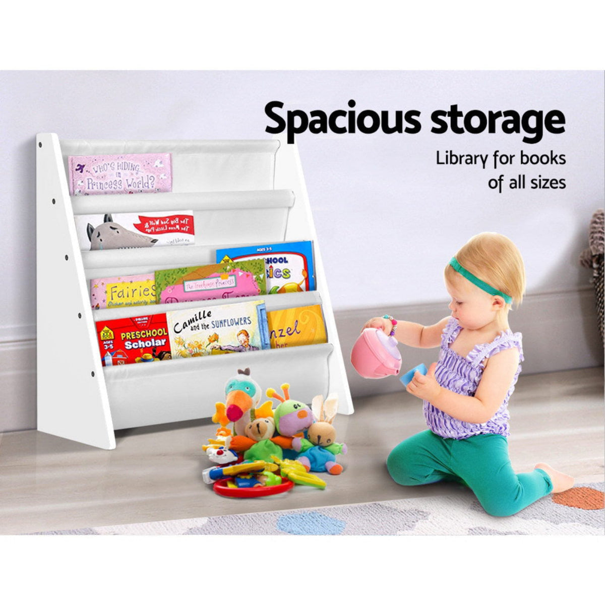 Keezi Kids Book Display Shelf Organiser - White