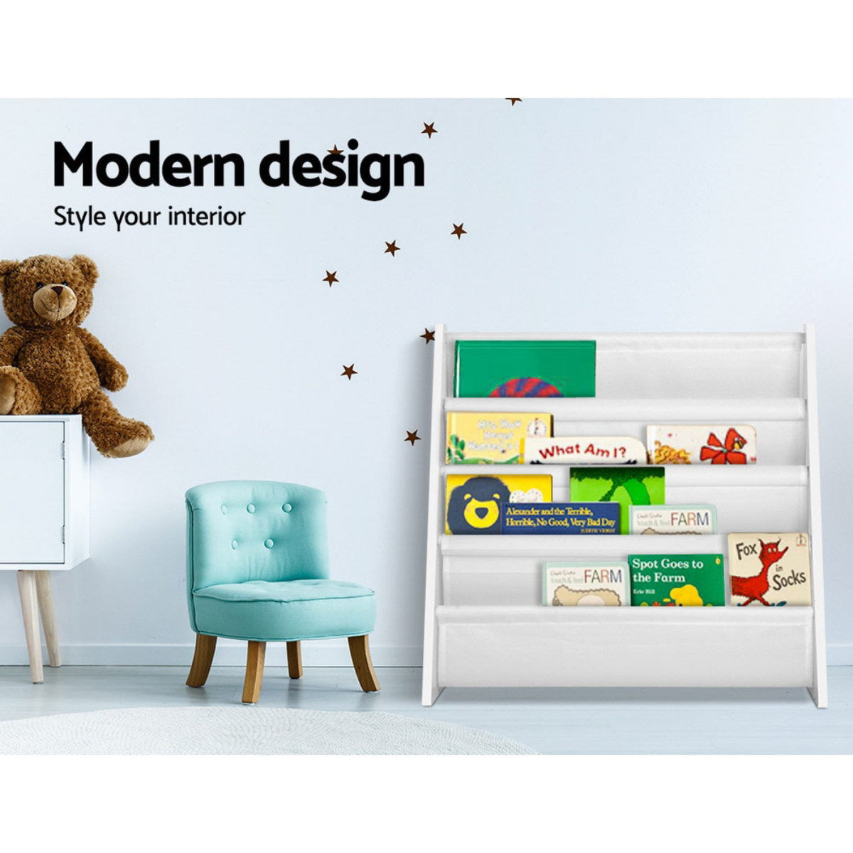 Keezi Kids Book Display Shelf Organiser - White