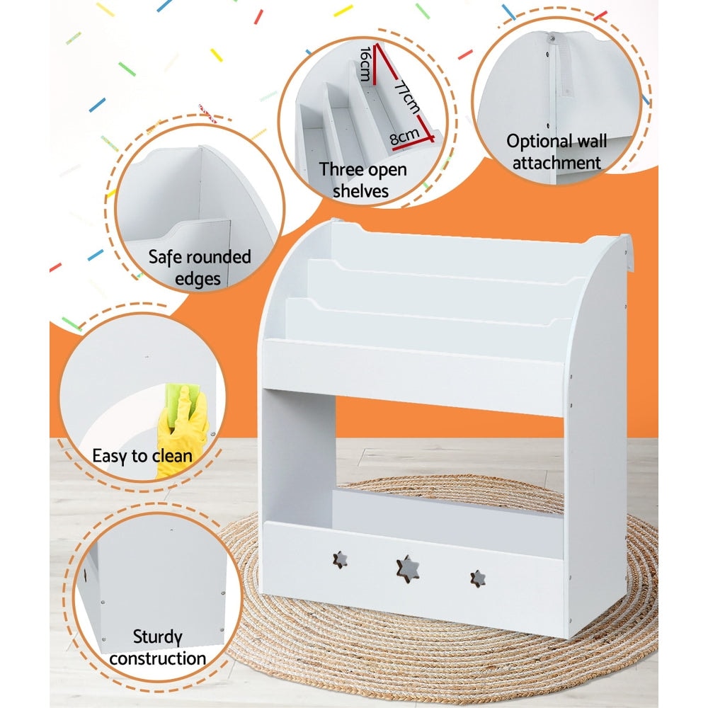 Keezi Kids Bookshelf 3-Tier Organiser with Extra Storage