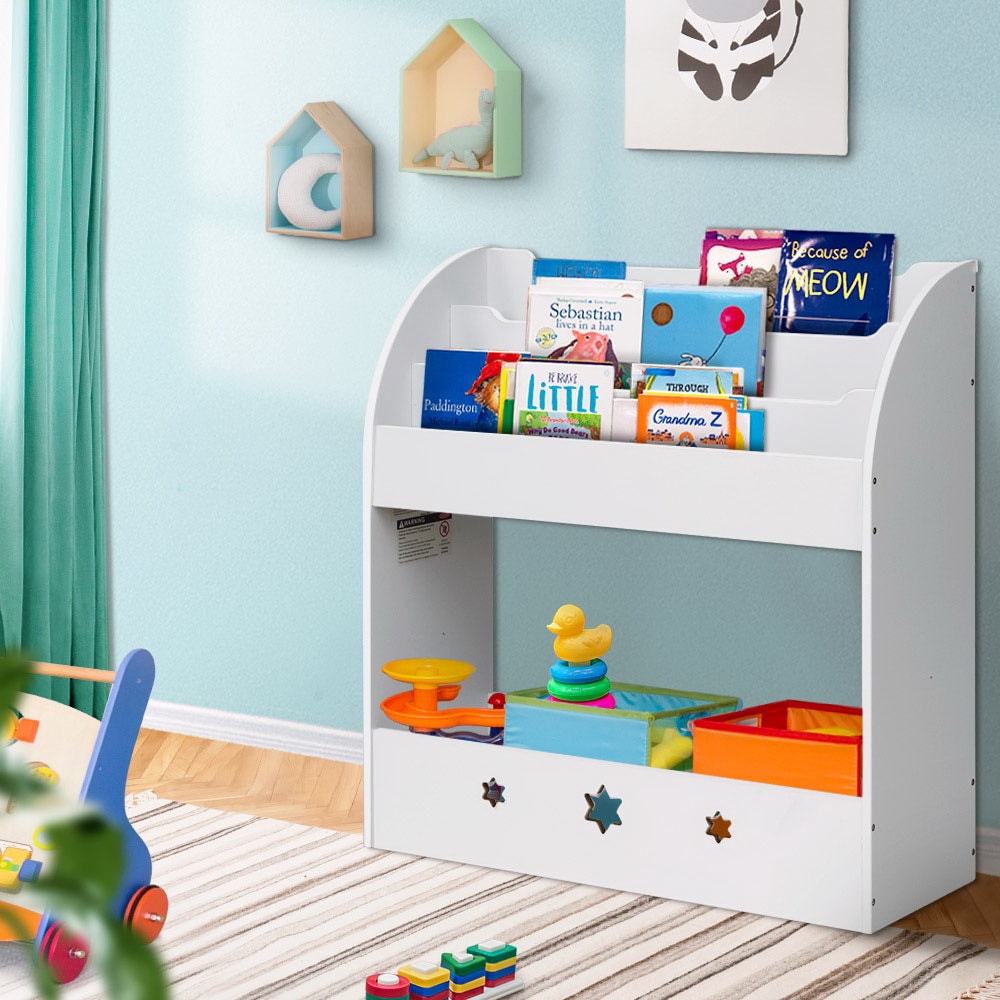 Keezi Kids Bookshelf 3-Tier Organiser with Extra Storage