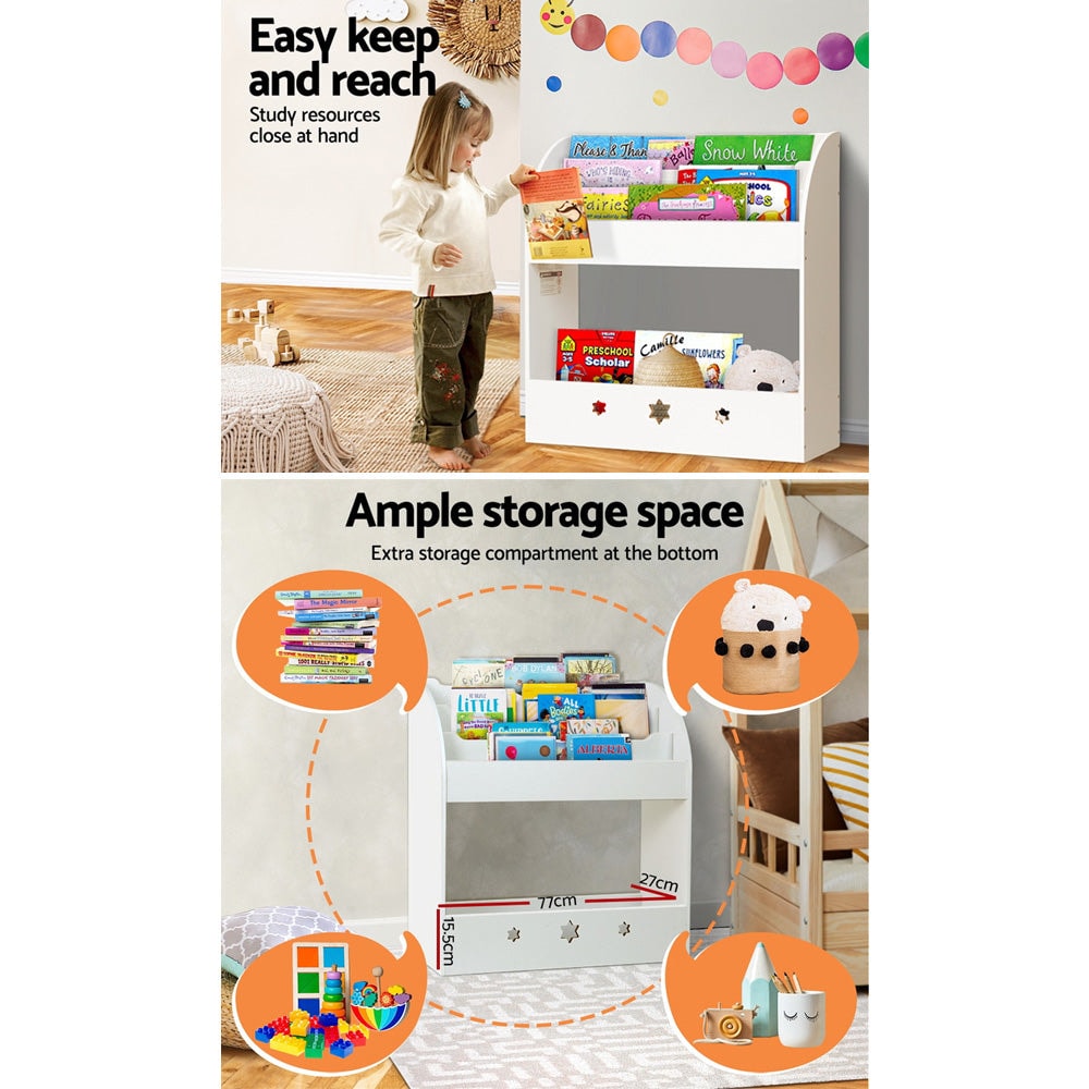 Keezi Kids Bookshelf 3-Tier Organiser with Extra Storage