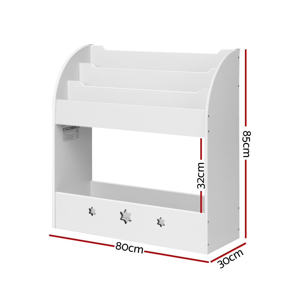 Keezi Kids Bookshelf 3-Tier Organiser with Extra Storage