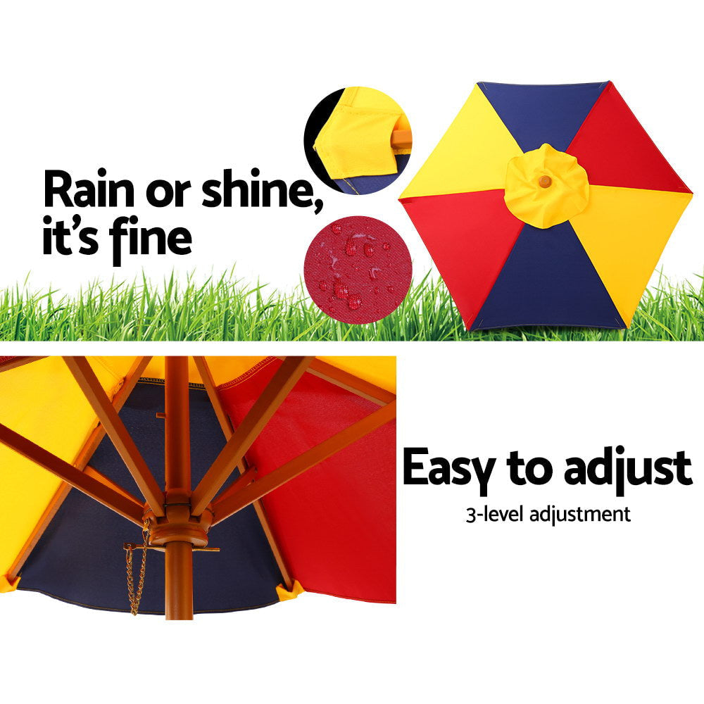 Keezi Kids Multicoloured Picnic Table and Bench Set with Umbrella