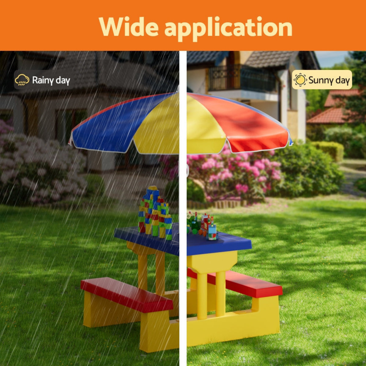 Keezi Kids Picnic Table and Bench with Umbrella