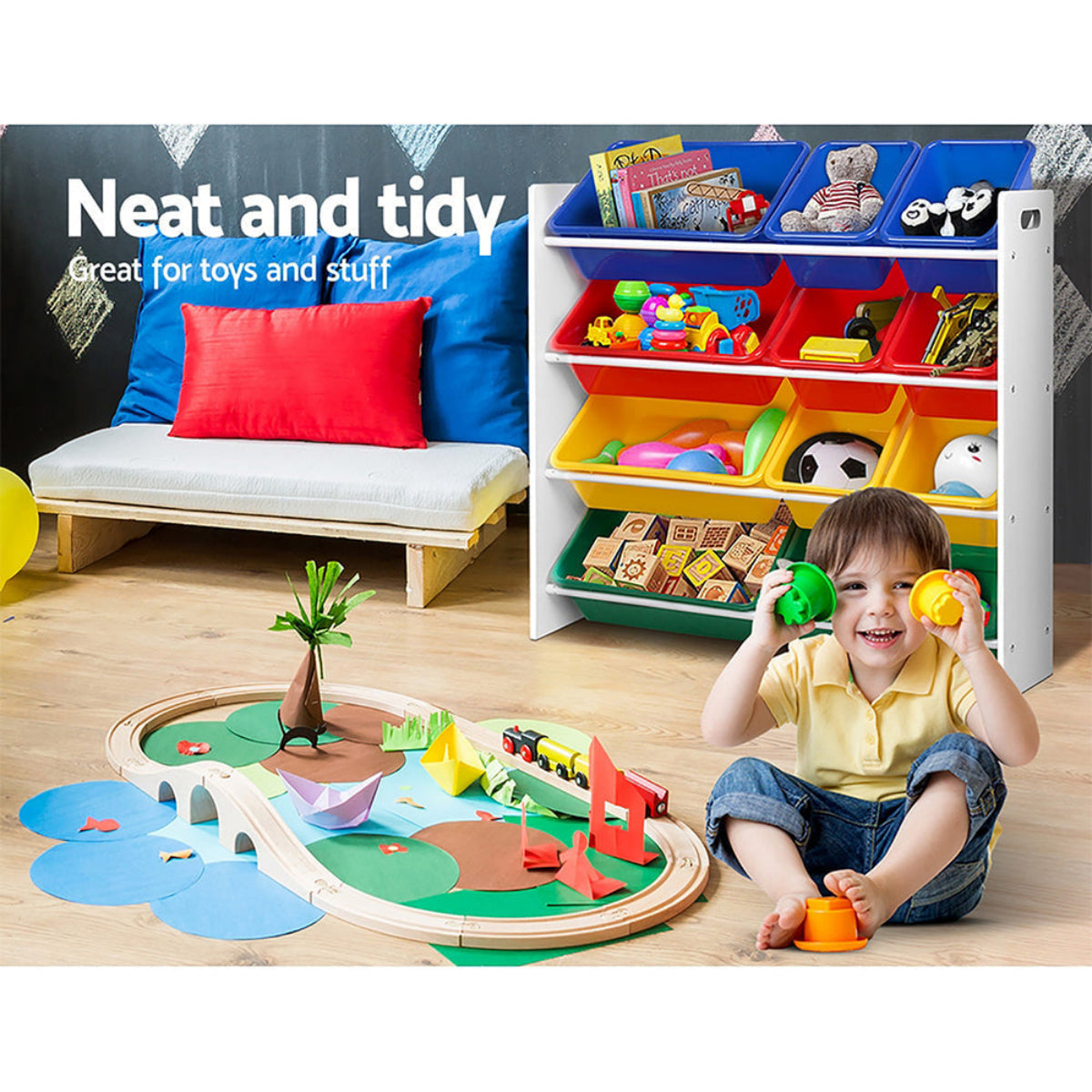 Keezi Kids Plastic Bins Organiser Rack