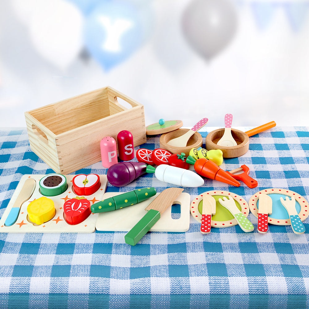 Keezi 29-piece Pretend Kids Play Food and Cooking Utensils