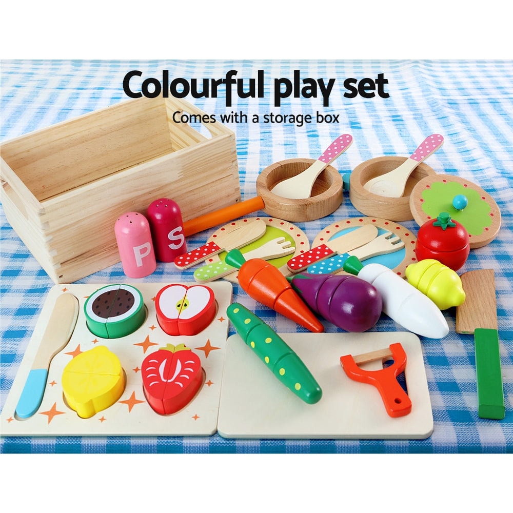 Keezi 29-piece Pretend Kids Play Food and Cooking Utensils