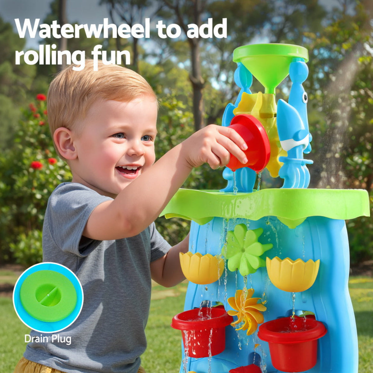 Keezi Kids Sand and Water Table with Waterfall Wall