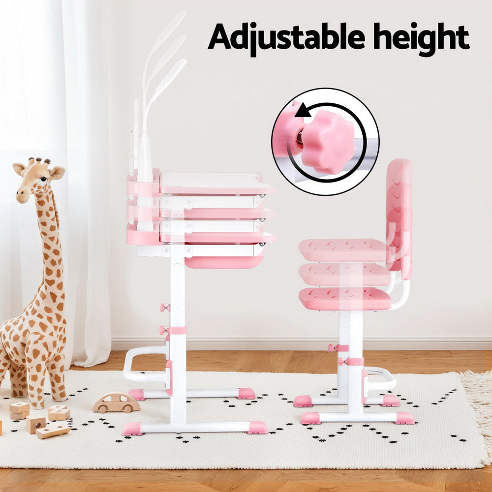 Keezi Kids Table and Chair Set with LED Lamp