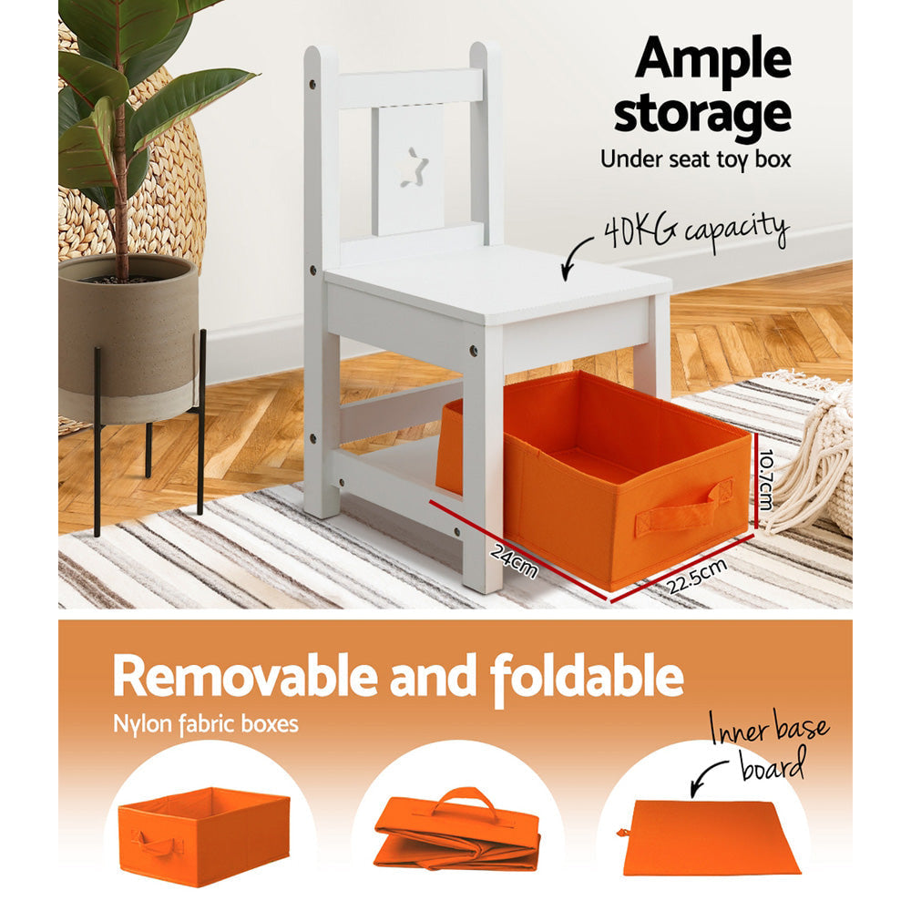 Keezi Kids Table and Chairs Set with 6 Storage Boxes