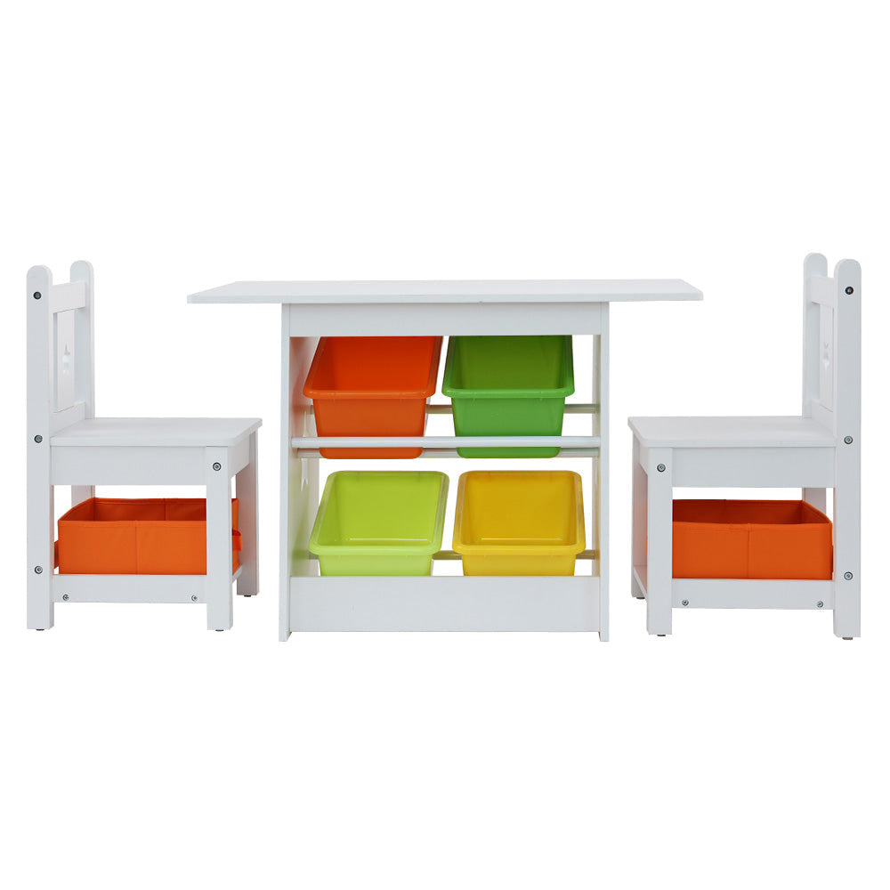 Keezi Kids Table and Chairs Set with 6 Storage Boxes