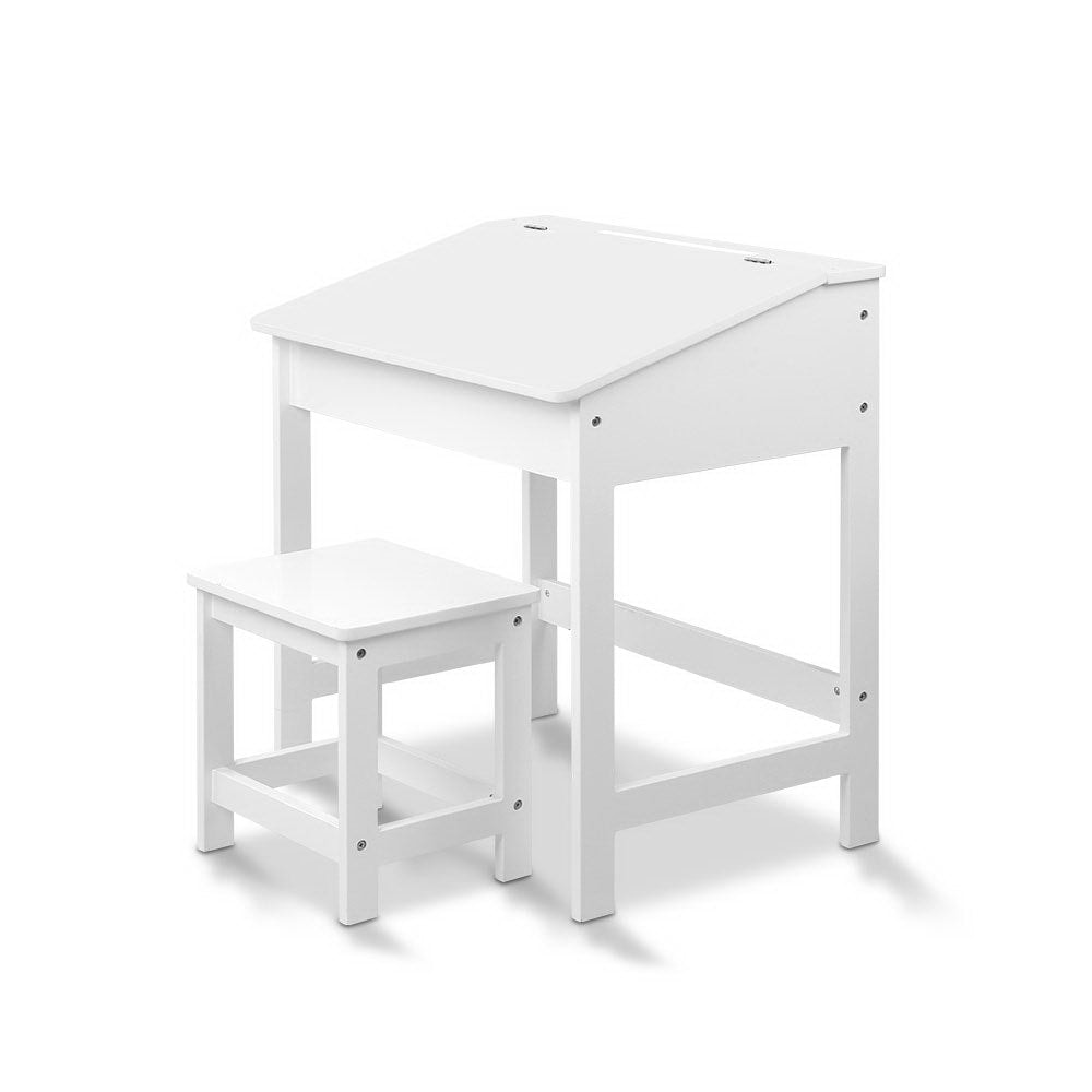 Keezi Kids Inclined Study Table with Storage and Stool Set