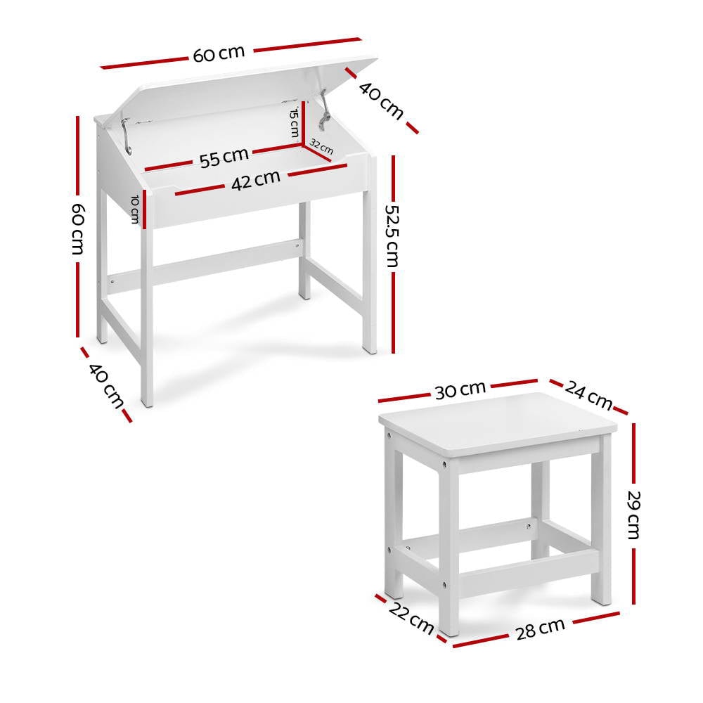 Keezi Kids Inclined Study Table with Storage and Stool Set