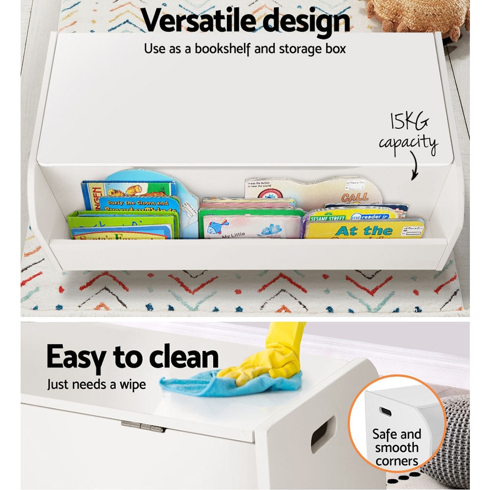 Keezi Kids 2 in 1 Wooden Storage Box and Bookshelf