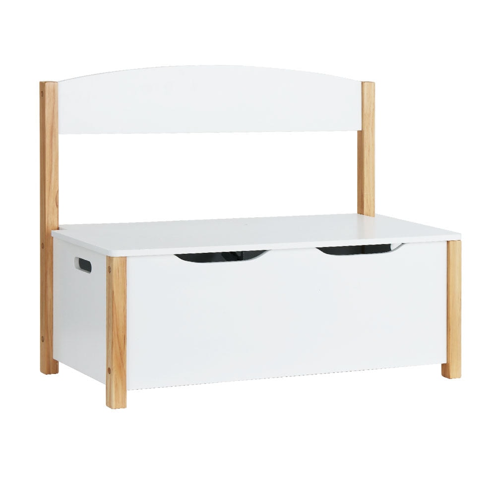 Keezi 2 in 1 White Wooden Storage Box with Kids Bench Seat