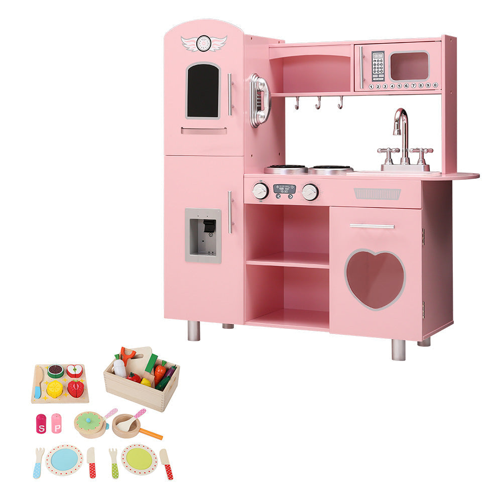 Keezi Kids Wooden Pretend Play Kitchen Set in Pink