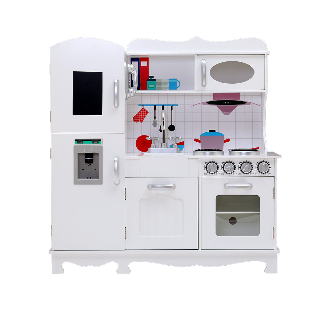 Keezi Kids Wooden Pretend Play Kitchen Set in White