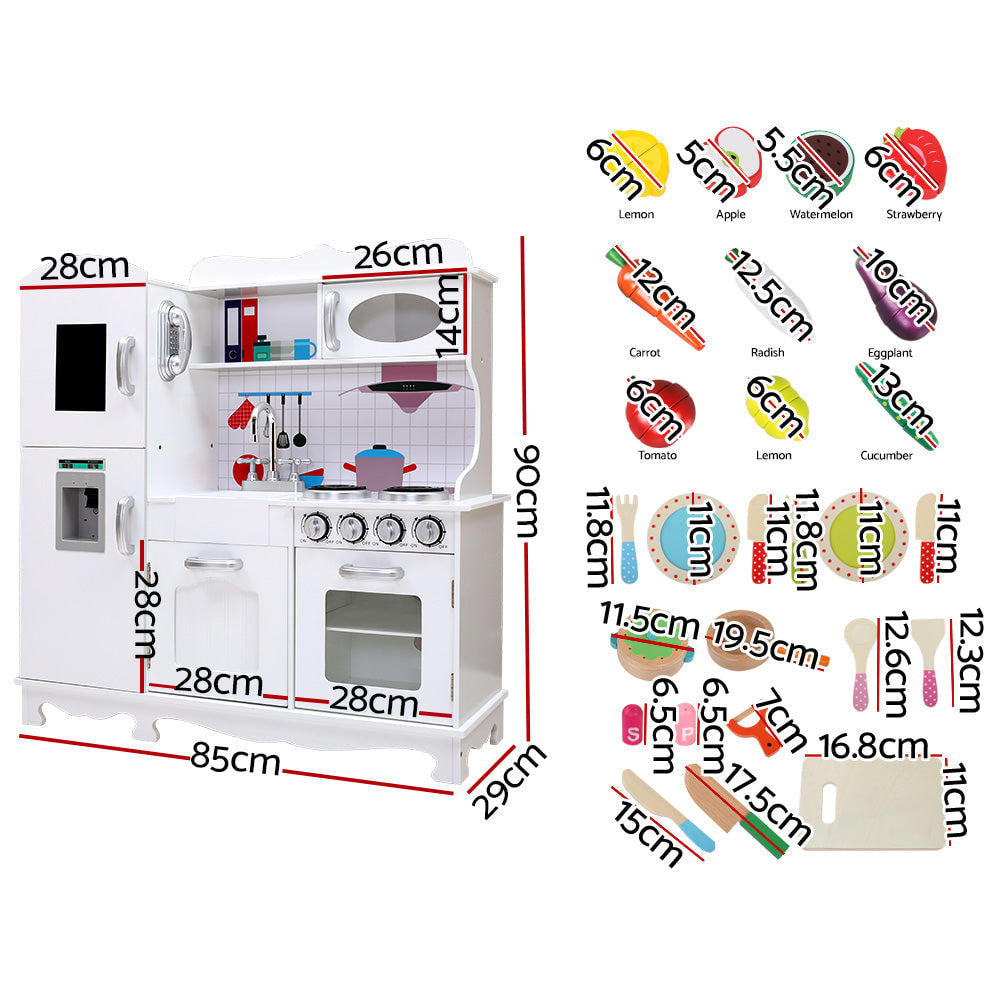 Keezi Kids Wooden Pretend Play Kitchen Set in White