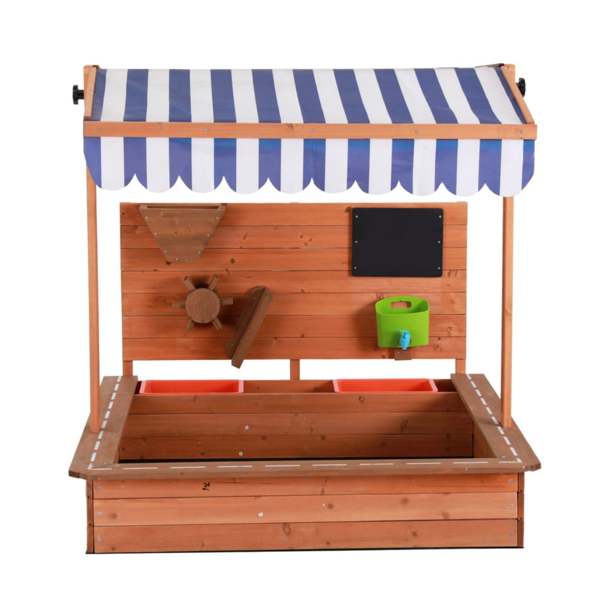 Keezi Kids Wooden Sandpit with Canopy and Sand Funnel