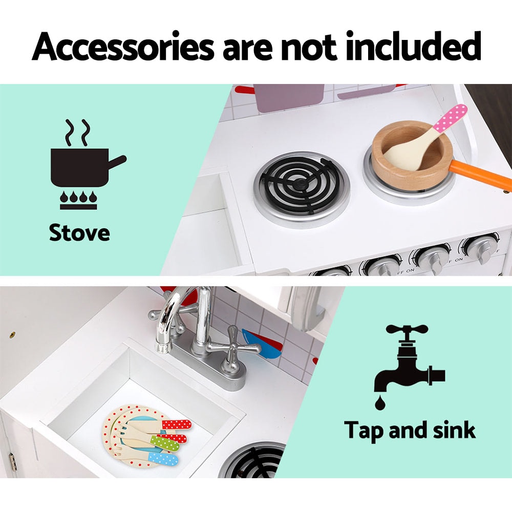 Keezi Kids Wooden White Kitchen Set
