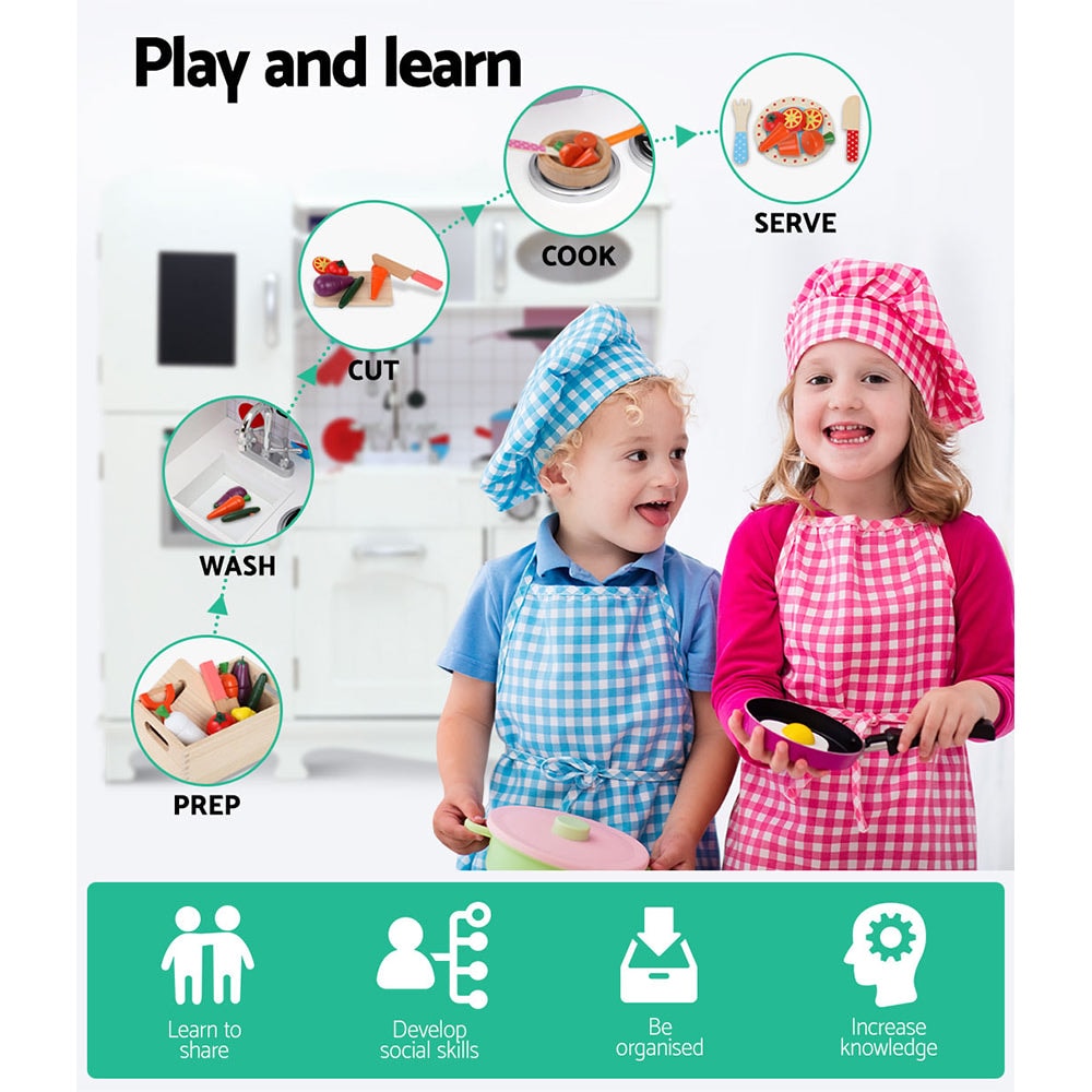 Keezi Kids Wooden White Kitchen Set