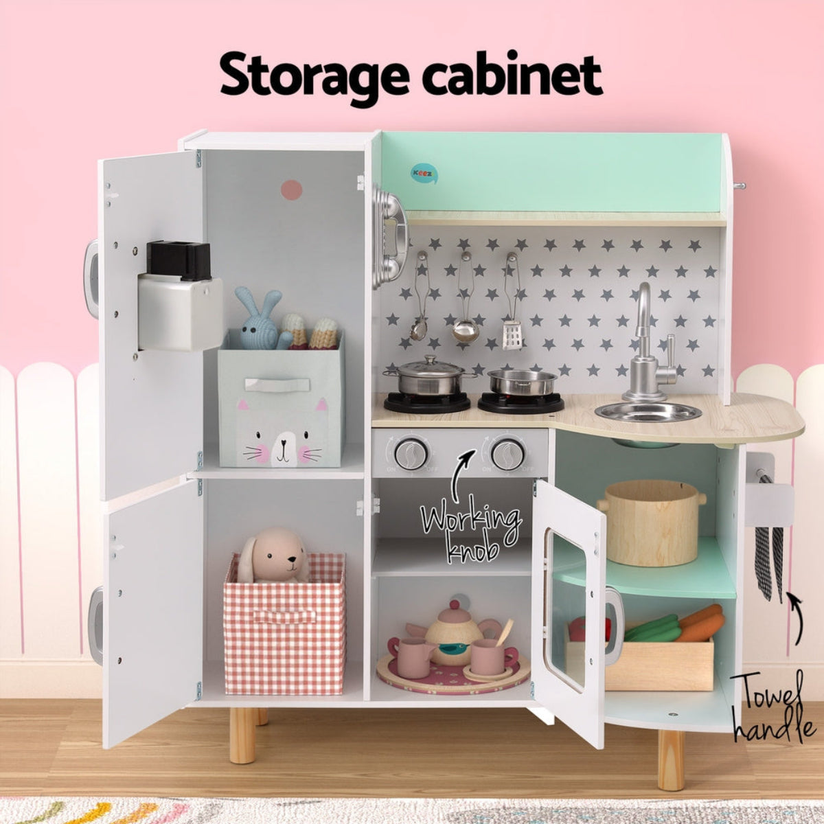 Keezi Pretend Play Wooden Kids Kitchen