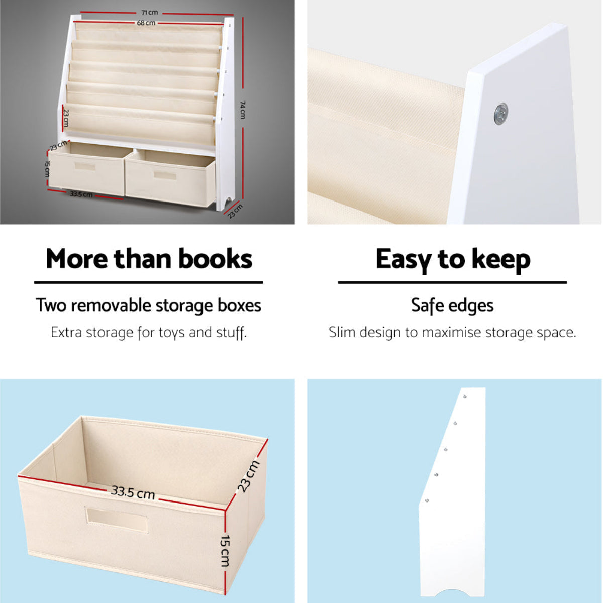 Keezi Sling Bookshelf with Removable Storage Boxes