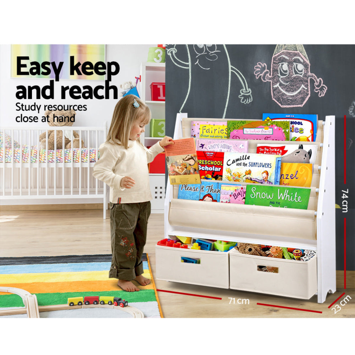 Keezi Sling Bookshelf with Removable Storage Boxes
