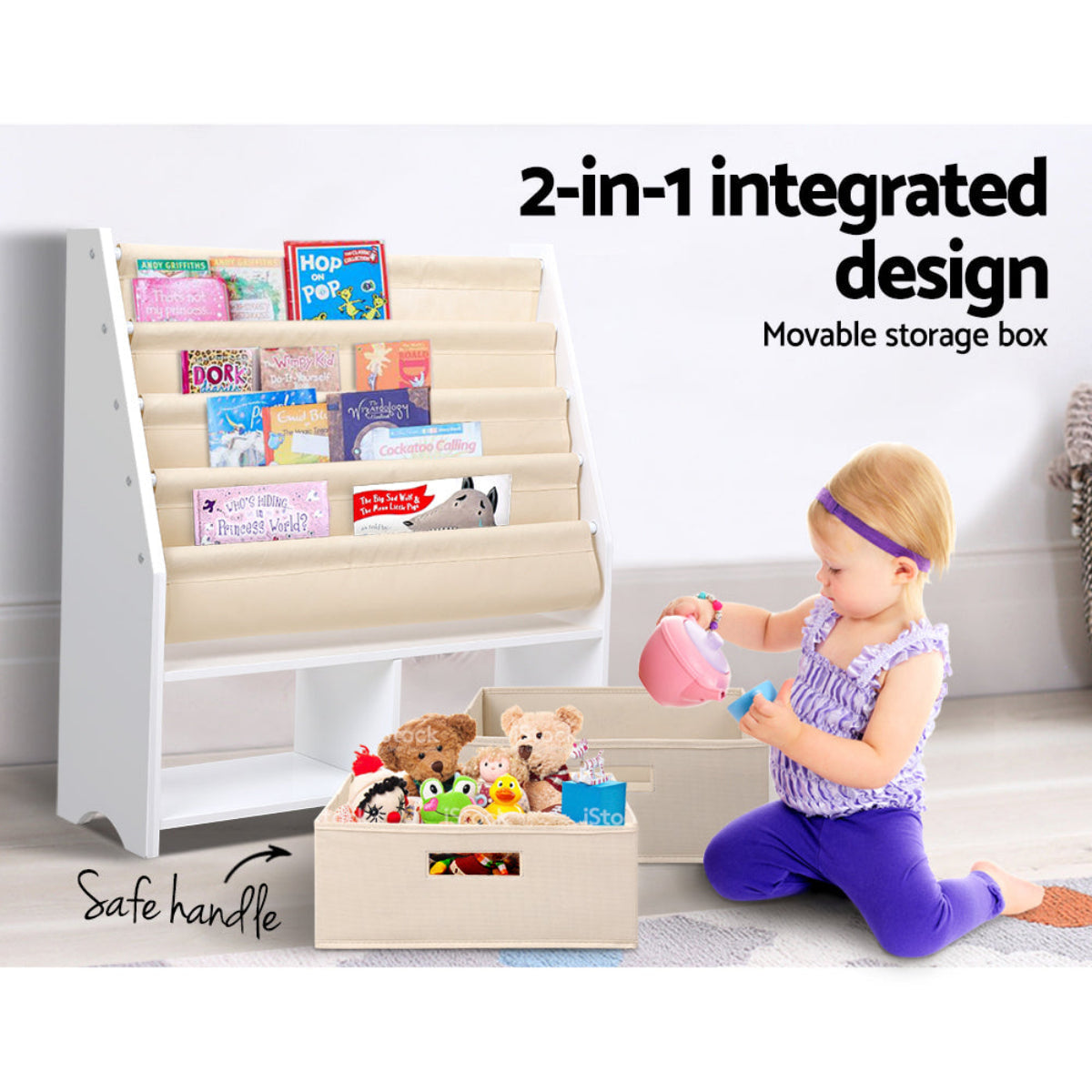 Keezi Sling Bookshelf with Removable Storage Boxes