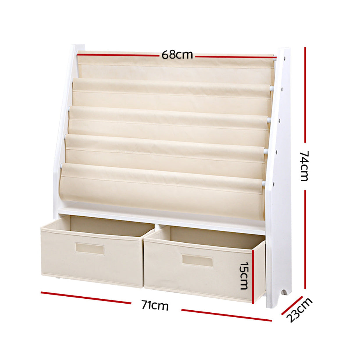 Keezi Sling Bookshelf with Removable Storage Boxes